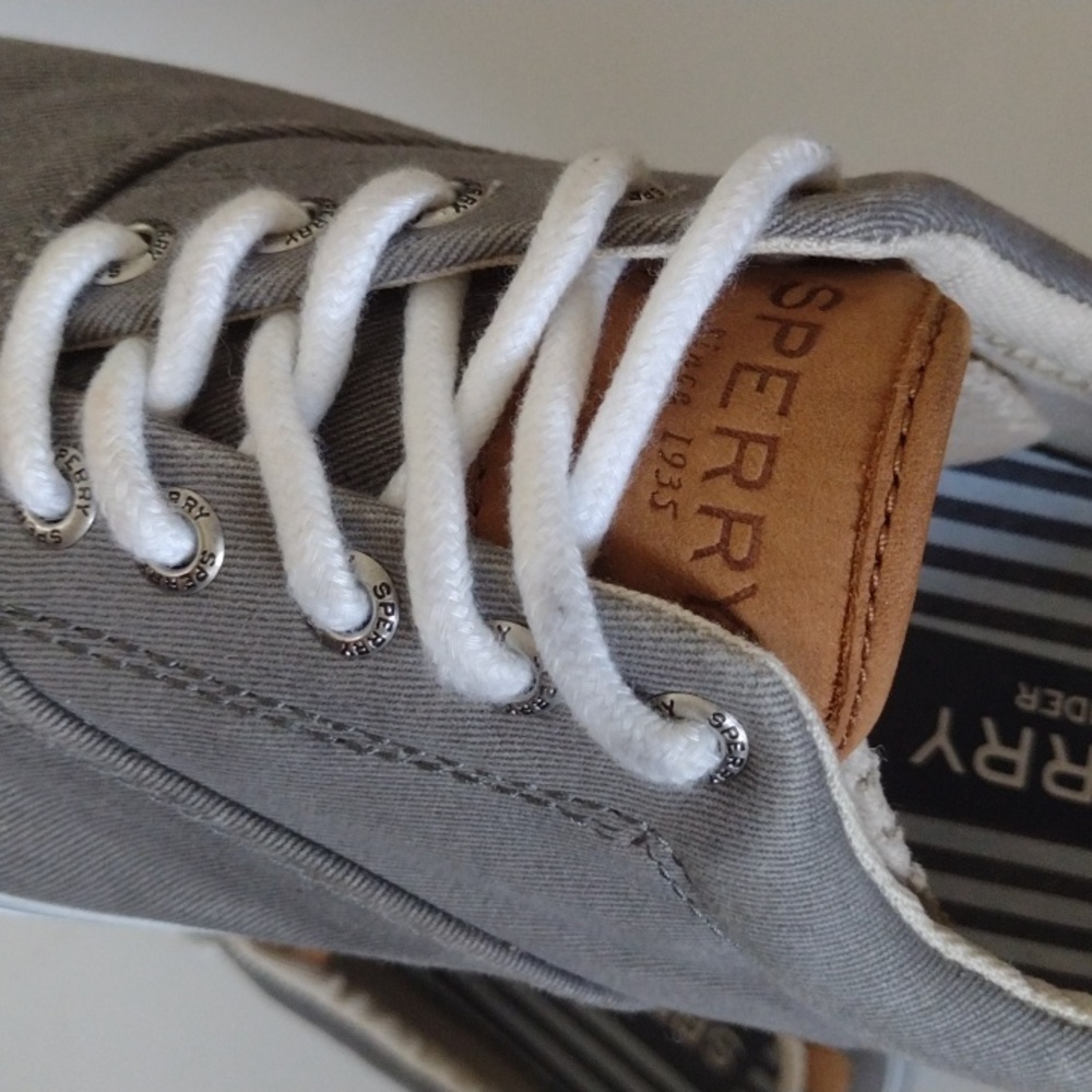 Sperry Striper II CVO Canvas Gray Sneakers Men's 9.5 Nautical Preppy Casual - Picture 8 of 14